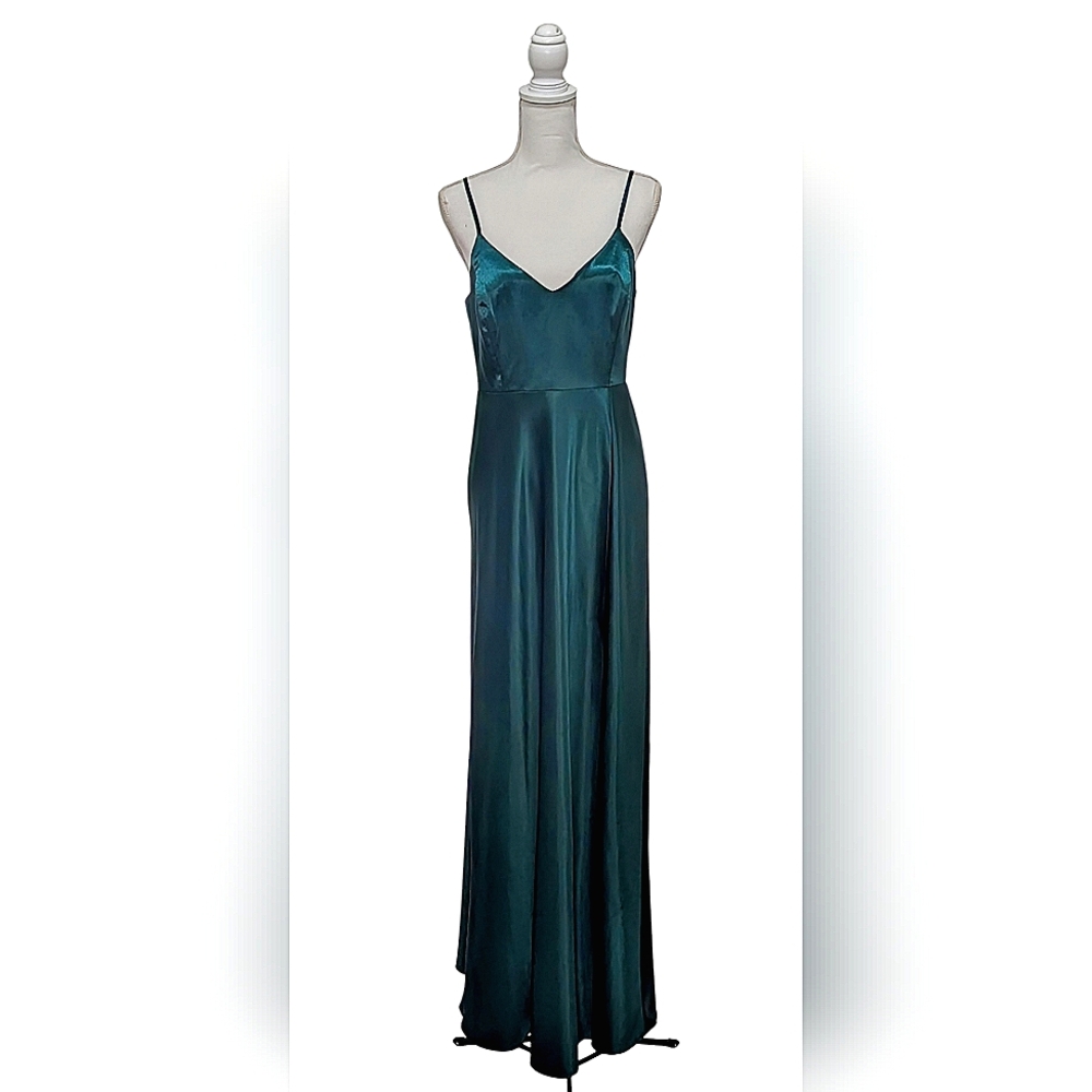 BIRDY GREY ROMANTIC ELEGANT SATIN SPAGHETTI STRAP SLIP DRESS Sz Med 8 - 10